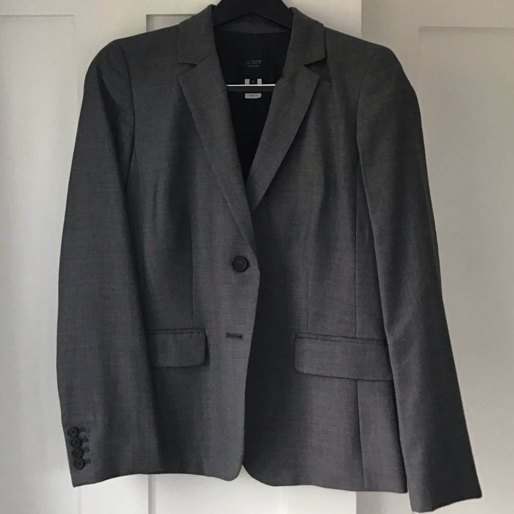 J. Crew Dark Gray Two-Piece Suit Blazer and Pencil skirt - Picture 4 of 5